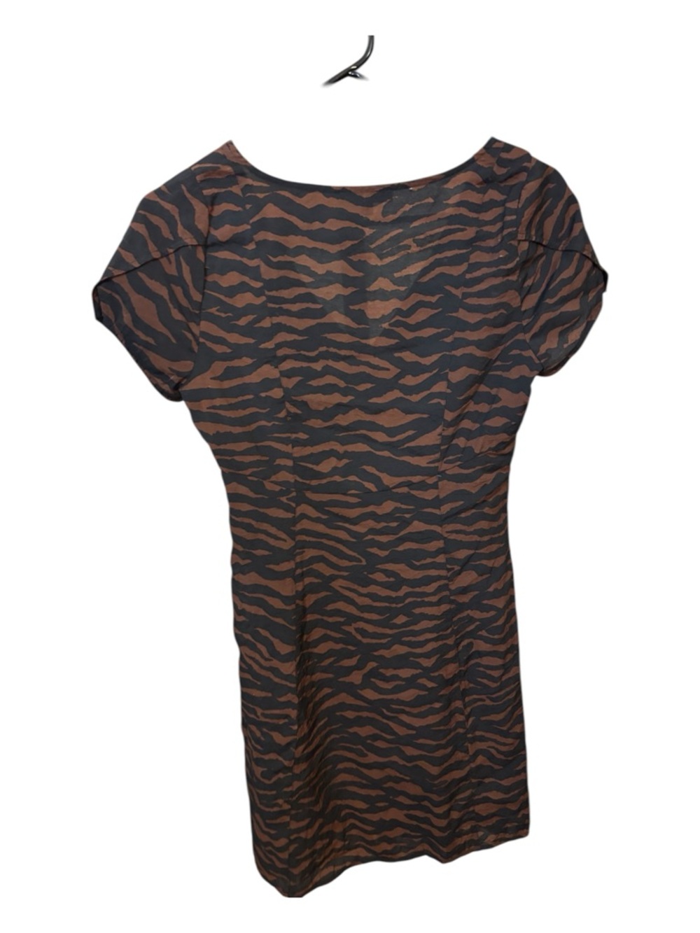 Madewell Brown and Black Tiger-Print V-Neck Mini Dress - Picture 3 of 8